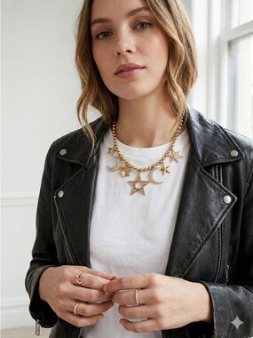 Kirks Folly Rose Gold Celestial Crystal Moon & Star Charm Necklace